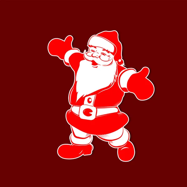Silhouette blanche rouge de Noël du Père Noël avec bras écartés . — Image vectorielle