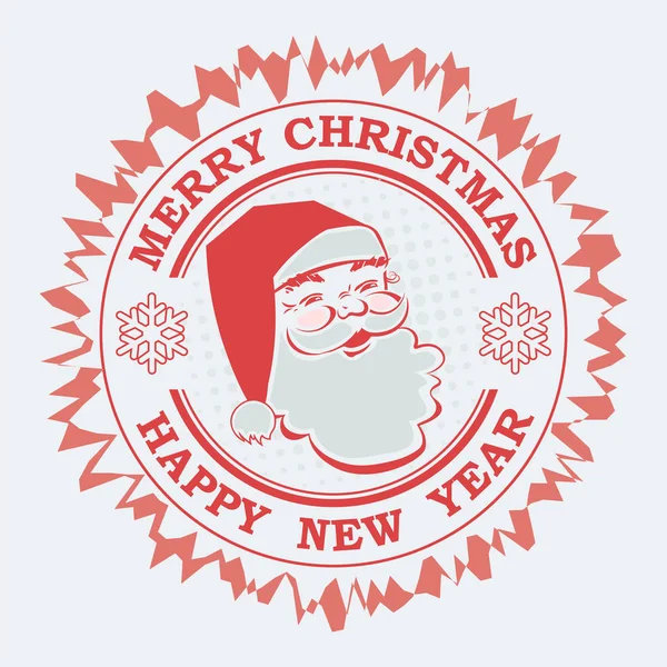 Estampado rojo redondo de Navidad con la silueta de Santa Claus, elemento de diseño . — Vector de stock