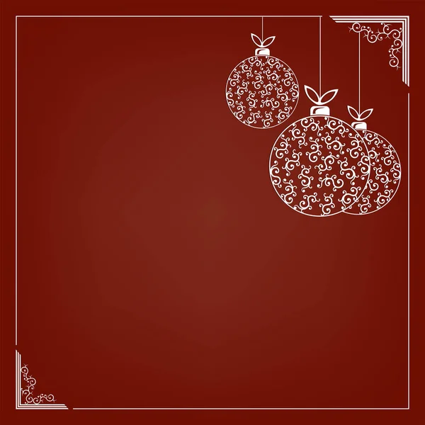 Beyaz zarif Noel topları bir desen ve beyaz bir zarif çerçeve kompozisyonu. — Stok Vektör