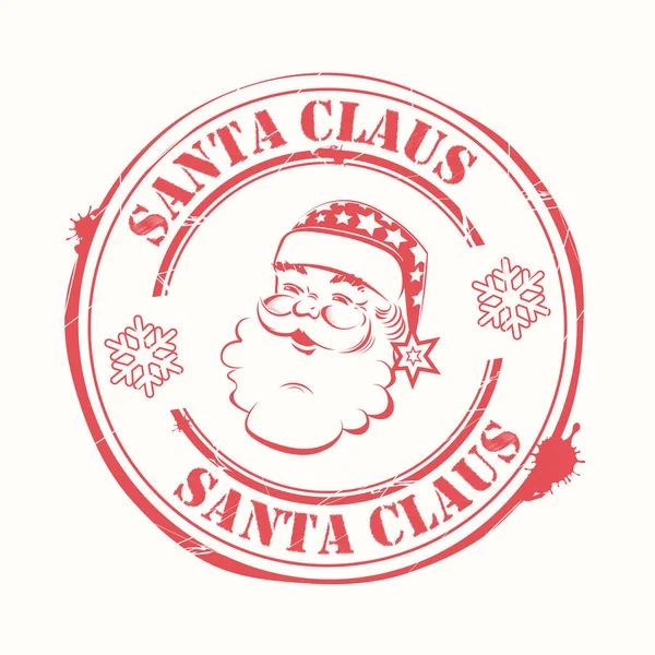 クリスマスは、サンタ クロースの顔と雪の結晶スタンプをラウンド, — ストックベクタ