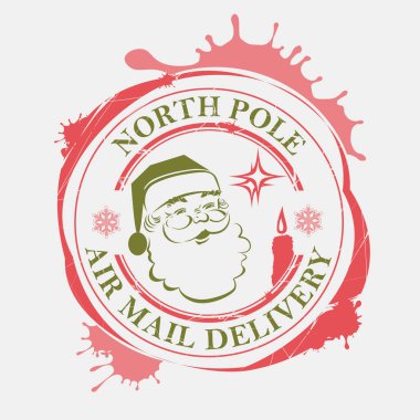 Noel Baba, kırmızı ve yeşil büyük açıkları ile silueti ile Noel pul.