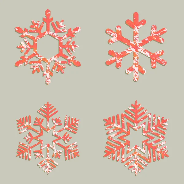 Christmas snowflakes with red spots, blots, design element. — Stock Vector