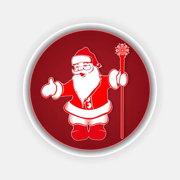 Composição com uma silhueta vermelha de Papai Noel com uma pauta com um floco de neve . — Vetor de Stock