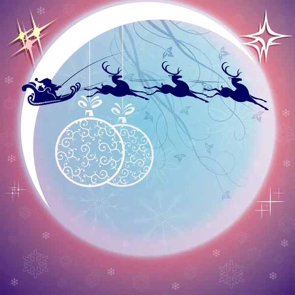 Tarjeta violeta de Navidad con gran luna brillante . — Vector de stock