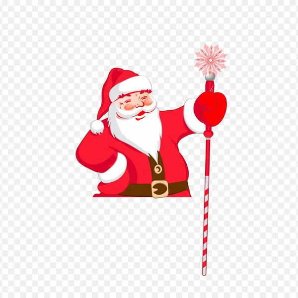 Silhouette di Babbo Natale in mano tiene in mano uno staff . — Vettoriale Stock