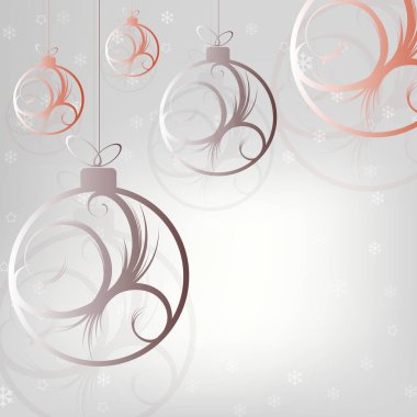 Soyut bir desen ve kar taneleri ile güzel topları ile Noel kompozisyon.