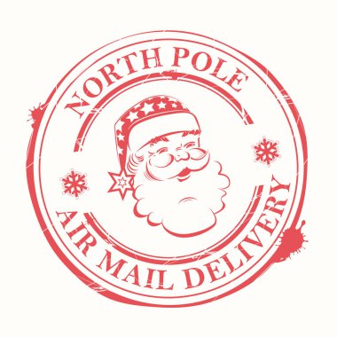 Noel simgesi damga ile lekeleri ve başından Noel Baba'nın silüeti