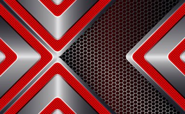 Metalik gölge ve kırmızı desenli renkli geometrik kafes tasarımı.