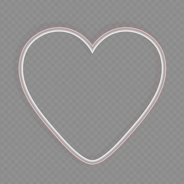 Silhouette d'un coeur dans une teinte blanche avec ombre, élément design . — Image vectorielle
