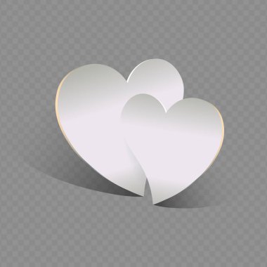 Beyaz renk ile gölge, tasarım öğesi kalplerinde siluet.