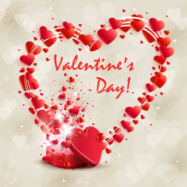 Kırmızı bir tabut ve birçok kalp çelenk kompozisyonu,