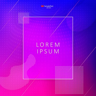 Mavi ve pembe tonlar geometrik tasarım oval şekil ve kareler silueti ile.