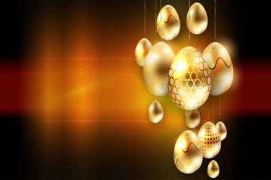 Paskalya enfes dokusal kompozisyon üzerinde kolye altın yumurta, çeşitli,