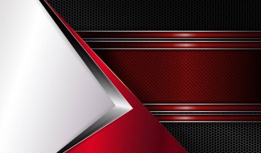 Beyaz bir köşesinde, bir ok ve saçak ile dokusal bir çerçeve ile geometrik soyut dokusal kırmızı tasarım