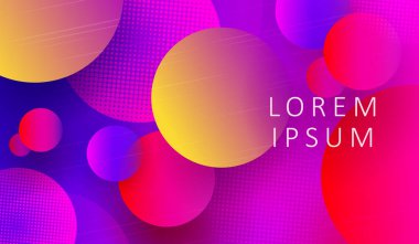 Rastgele çizilmiş çok renkli daireler ile soyut parlak kırmızı tasarım