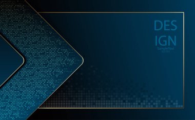 Soyut geometrik koyu mavi dokulu ok tasarımı ve altın çerçeve