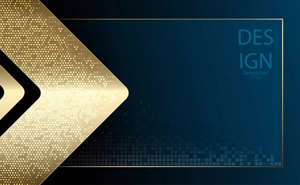 Büyük altın ok ile soyut geometrik koyu dokusal mavi tasarım