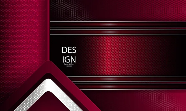 Design geometrico astratto di colore rosa scuro con cornice, griglia in rete e freccia goffrata di una tonalità metallica . — Vettoriale Stock