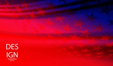 Bir dizi yıldız silueti ile kırmızı soyut tasarımlı mavi