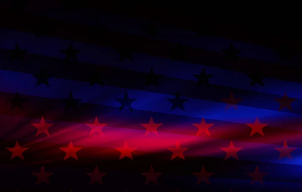 Tmavě modrý design s pruhy a hvězdami, abstraktní vlajka Ameriky — Stockový vektor