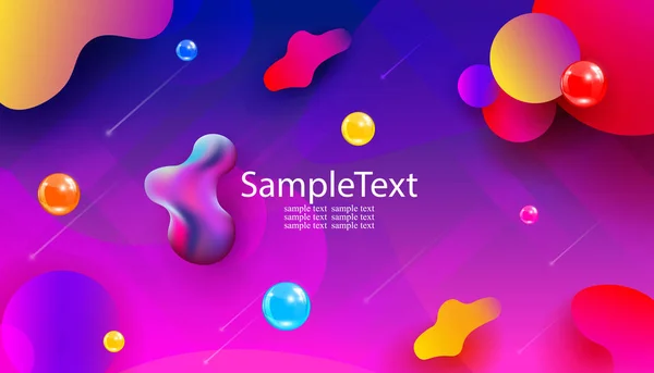 Kaotik boyalı geometrik oval şekiller ve renkli daireler ile mor tasarımlı mavi