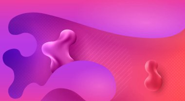 Oval geometrik şekiller ile pembe renk soyut tasarım ile açık mor