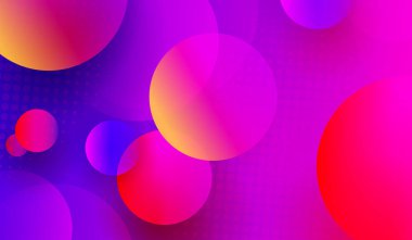 Renkli daireler ve soyut geometrik şekiller ile pembe ışık arka plan ile Mavi