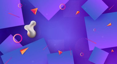 Geometrik şekiller turuncu tonlu mavi soyut arka plan