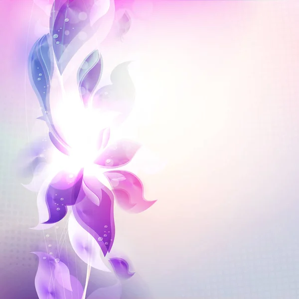 Hellviolettes Design mit abstrakten Silhouetten von Blättern und Blumen — Stockvektor
