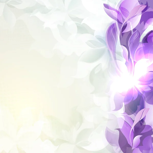 Diseño ligero con siluetas abstractas de hojas y flores violetas — Archivo Imágenes Vectoriales