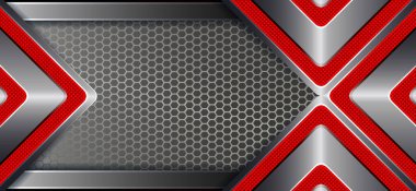 Kırmızı dokusal kenarlıklı metalik gölge okları ile soyut ışık örgü tasarımı