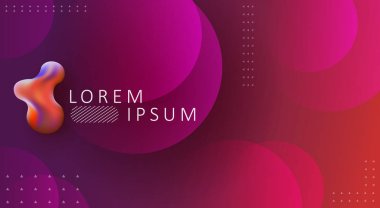 Daireler ve diğer geometrik şekiller kümesi ile soyut mor kompozisyon