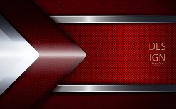 Abstrakt röd mörk korrugerad design med en rektangulär ram med en glänsande kant och en pil — Stock vektor