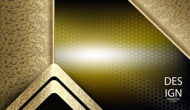 Altın oklar ve mozaik çerçeve ile soyut dokusal geometrik sarı tasarım