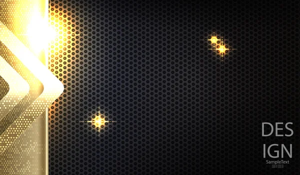 Geometrisch donker ontwerp met gouden glitter frame en pijlen — Stockvector