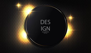 Altın kaplama ve ışıltılı yuvarlak çerçeveli geometrik koyu tasarım