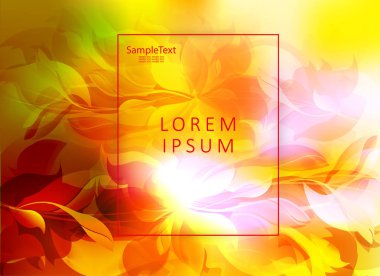 Rastgele çizilmiş yaprakların siluetleri ile sarı soyut arka plan