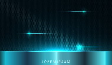 Çerçeve ve ışıltılı geometrik turkuaz koyu örgü kompozisyonu