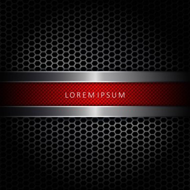 Metal ızgara ve saçak ile dokusal kırmızı çerçeve ile soyut kompozisyon