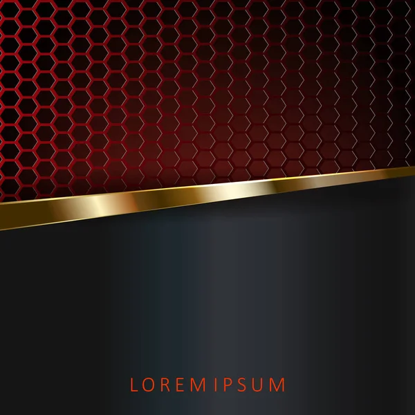 Abstrakt Mesh design i grått och rött med en guldrand — Stock vektor