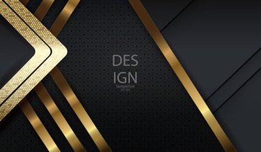 Mozaik ve çizgili altın renkli ok silueti ile soyut dokusal koyu tasarım