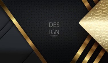 Mozaik ve çizgili altın renkli bir ok silueti ile soyut dokusal koyu arka plan