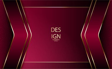 Altın kenarlıklı oklarla soyut koyu pembe kompozisyon, çerçeve