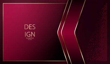 Altın kenarlıklı oklu soyut koyu pembe tasarım, çerçeve