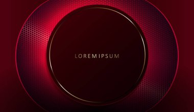 Altın kenarlıklı ve örgülü bir daire ile soyut koyu pembe arka plan