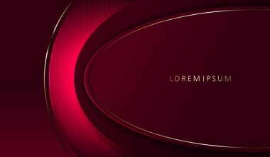 Altın kenarlı oval çerçeveli soyut koyu pembe koyu tasarım