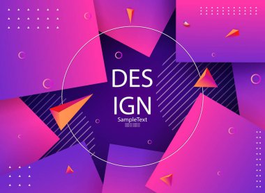 Mor kareler ve diğer geometrik şekiller bir dizi soyut koyu mavi tasarım