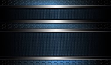 Abstract dark blue mesh design with textured frames with a metallic-colored trim clipart