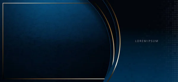 Αφηρημένη κομψή σκοτεινή μπλε σύνθεση υφής με δύο τόξα με χρυσό περίγραμμα — Διανυσματικό Αρχείο