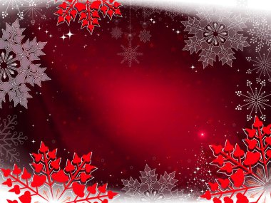 Güzel beyaz ve kırmızı kar taneleriyle Noel kırmızı tasarımı